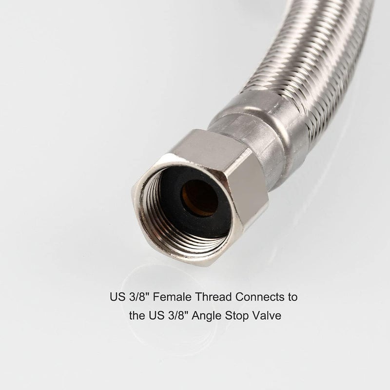 Biveah Toilet Connector Hose, Stainless Steel Braided Toilet Supply Line 3/8" Female Thread x 1/2" Female Straight Thread, 12 Inch, KGS003 - Image 4